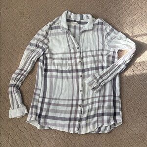Altar'd State Gray and White Plaid Shirt